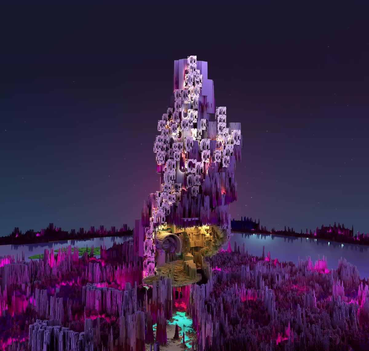 Bird Island in the night Foundation